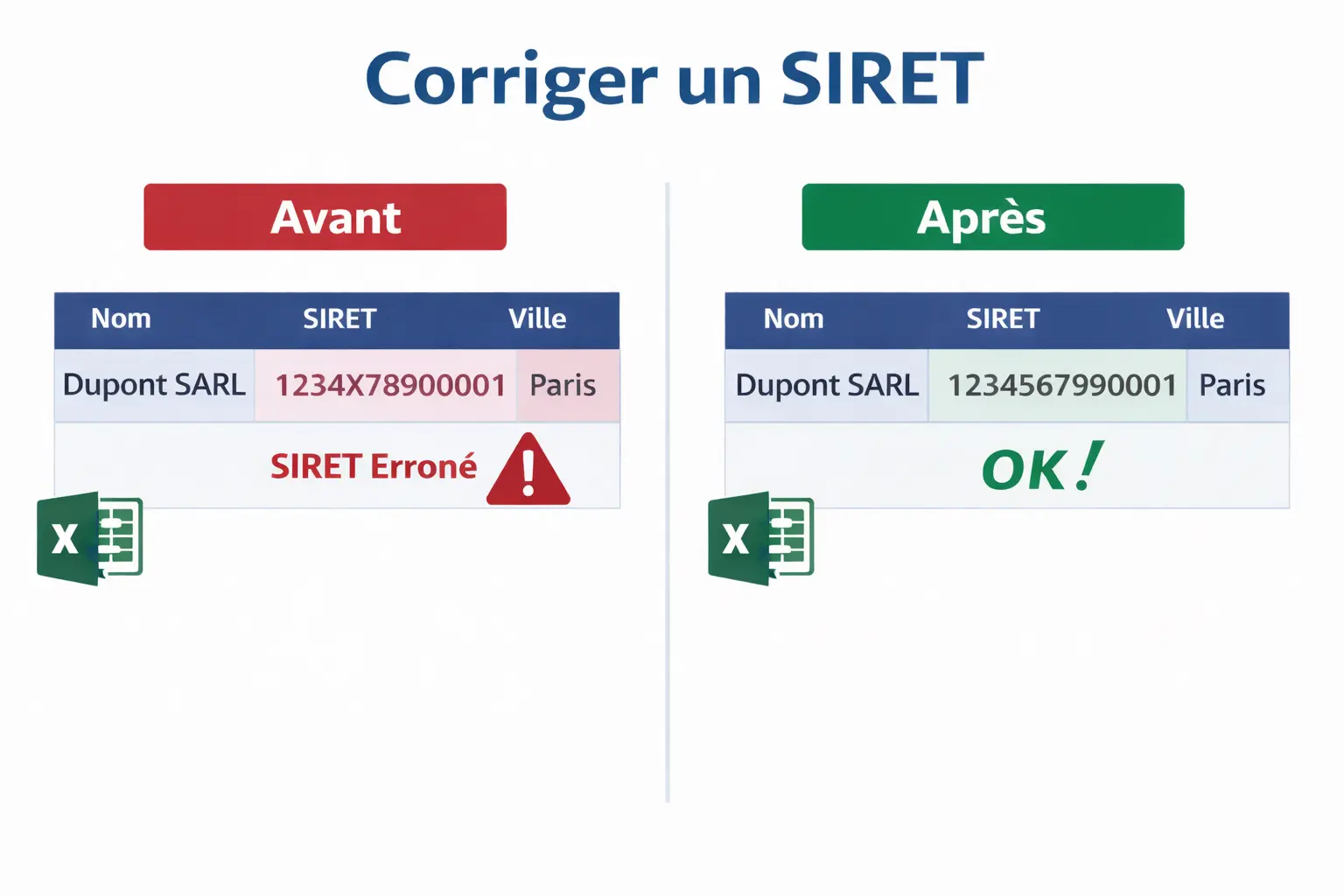 Corriger un SIRET dans un fichier