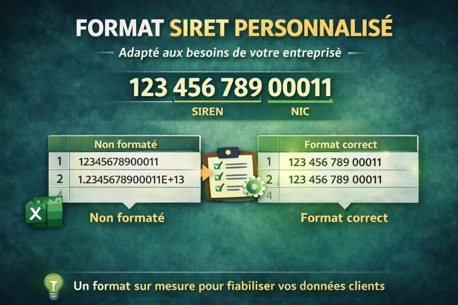 Format personnalisé pour afficher les SIRET dans Excel