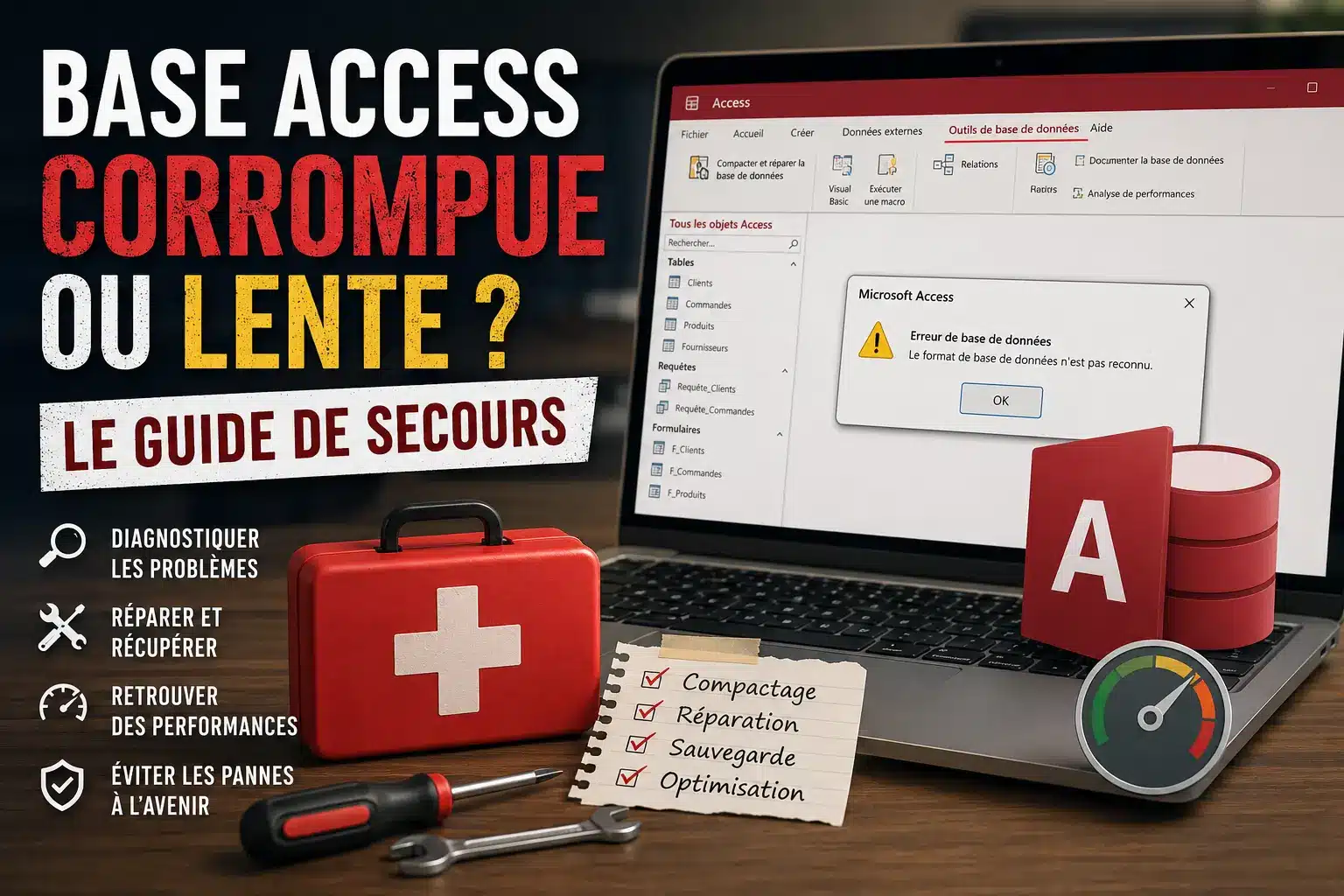 Guide de réparation d'une base de données Microsoft Access corrompue ou lente