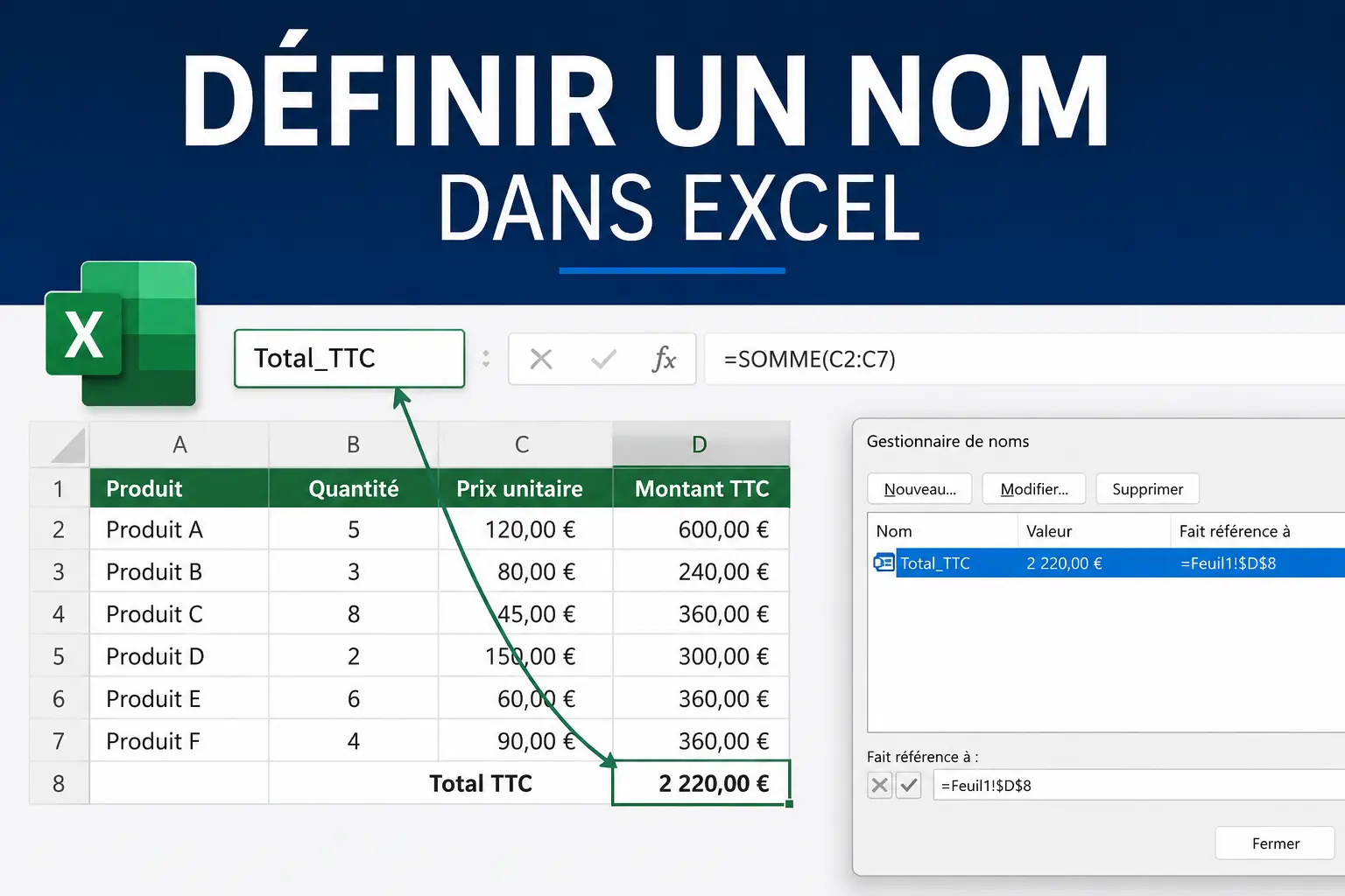 Définir un nom dans Excel
