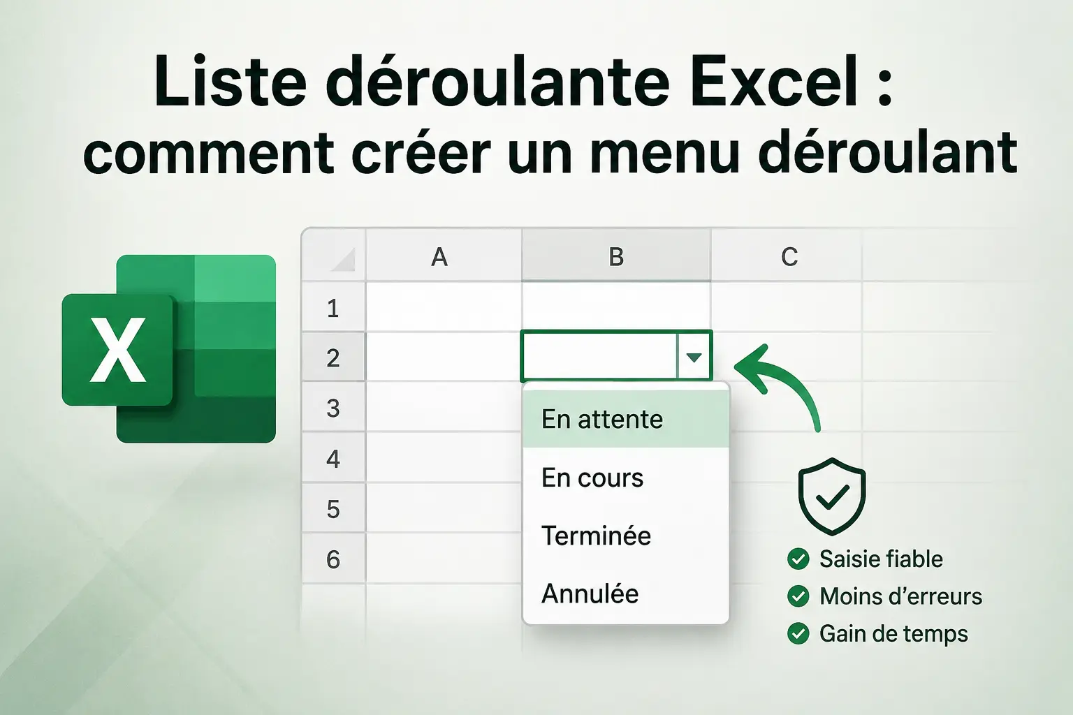 Liste déroulante Excel affichant un menu déroulant dans une cellule pour sélectionner une valeur