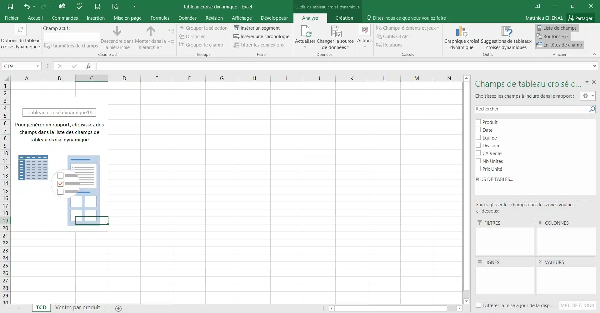 Tableau croisé dynamique vide et volet Liste des champs dans Excel